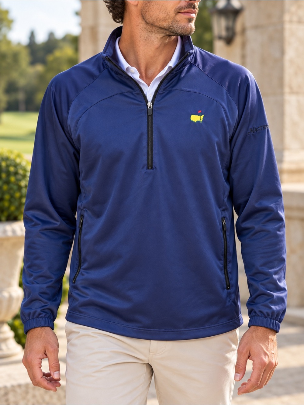 The Masters Performance Navy Quarter Zip Golf Pullover Men's M Augusta #796